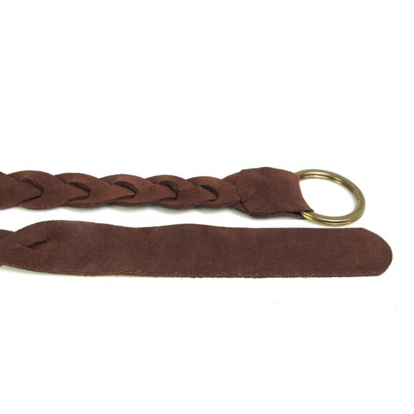CLASSIC BRAIDED BROWN GENUINE LEATHER SUEDE DRESS CASUAL BELT Sz M (B30 - Picture 9 of 9